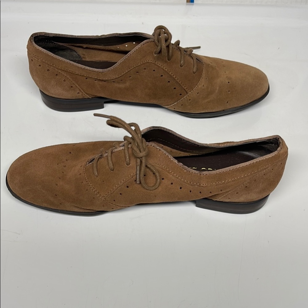 Franco Sarto Brown Suede Flats with Perforated Detailing new size 6